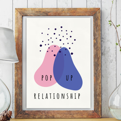 グラフィックデザインポスター pop-up relationship/ブルー ピンク 水玉・ドット 北欧　ポップデザイン 4枚目の画像