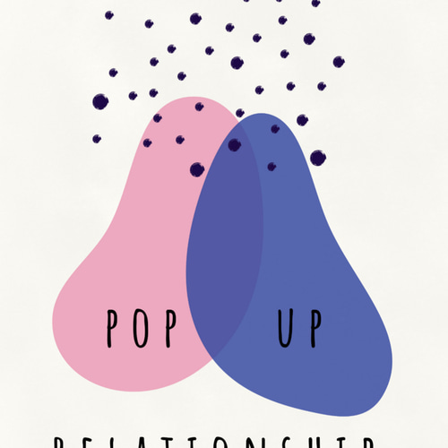 グラフィックデザインポスター pop-up relationship/ブルー