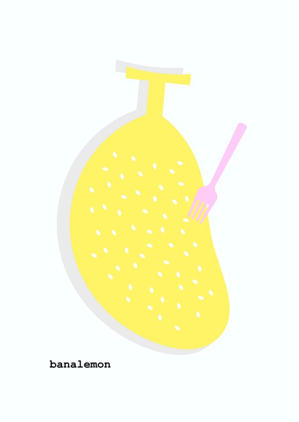 グラフィックデザインポスター banalemon /レモン バナナ 水玉・ドット 黄色イエロー　パステル　ポップデザイン 5枚目の画像