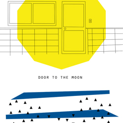 グラフィックデザインポスター DOOR TO THE MOON /月 ネイビー イエロー ポップ ファンタジー イラスト 5枚目の画像