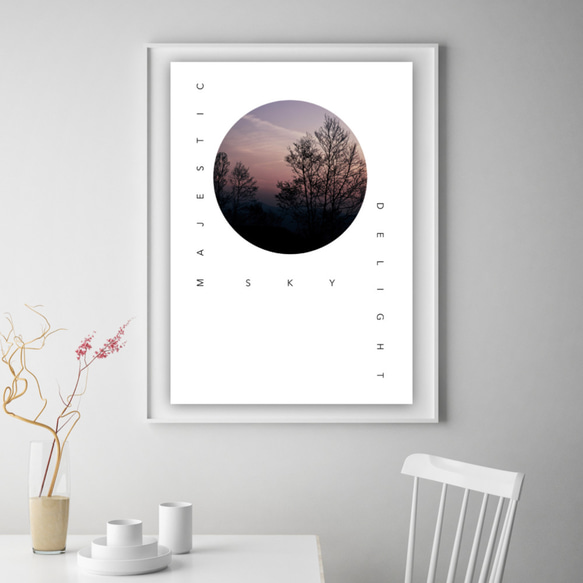 写真・グラフィックデザインポスター majestic- delight sky/ 夕焼け 空 木 自然 リラックス 1枚目の画像