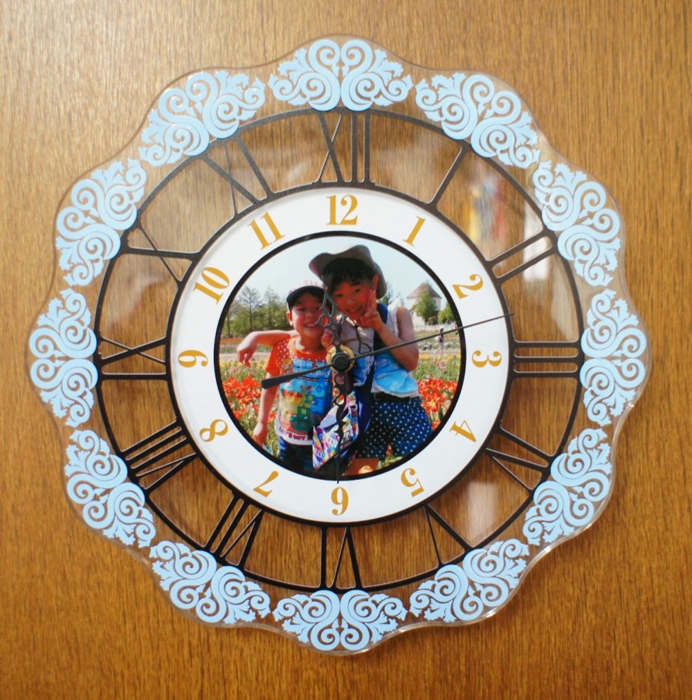 写真入り掛け時計　ブルー