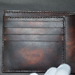 二つ折り財布　ハーフウォレット　本革　姫路レザー　オールハンドメイド　オーダーメード制作有 5枚目の画像