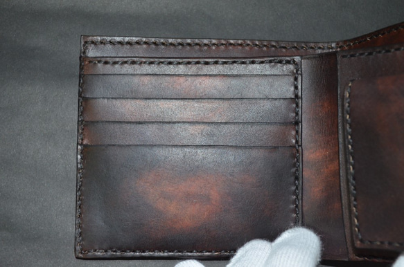 二つ折り財布　ハーフウォレット　本革　姫路レザー　オールハンドメイド　オーダーメード制作有 5枚目の画像