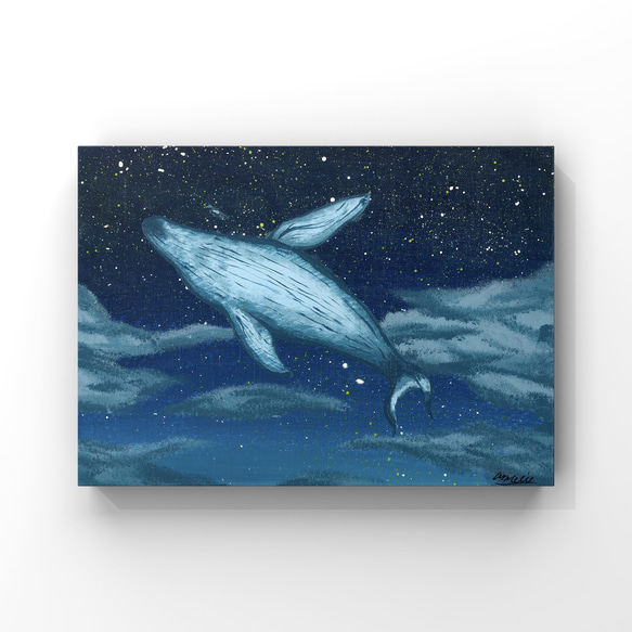 アクリル画 「クジラが泳ぐ海」 原画