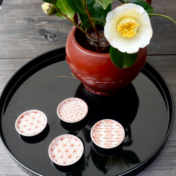 豆豆皿赤紋様2種セット(A) 7枚目の画像