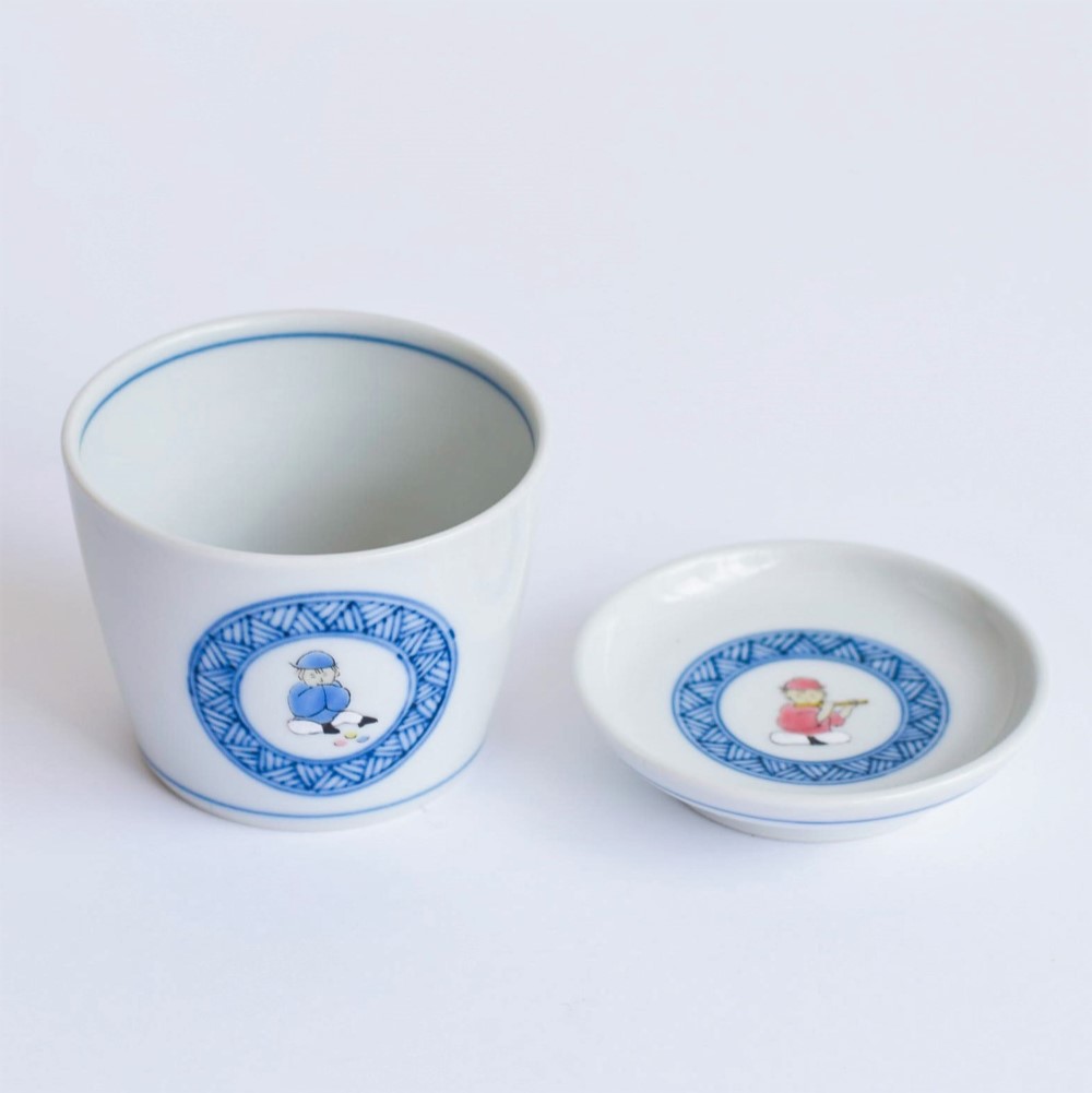 唐子そば猪口＆薬味皿セット【青】