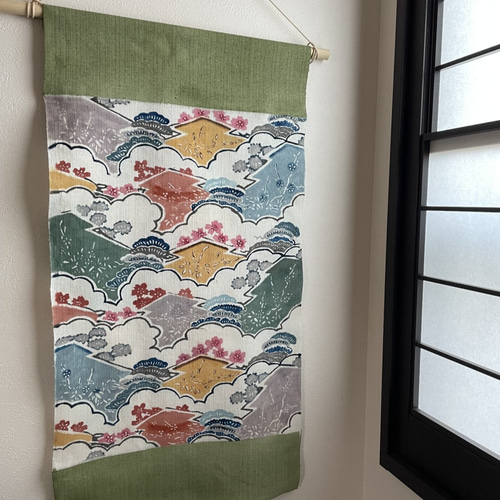 お部屋の模様替え＊タピストリー＊壁掛け＊型染め木綿地＊民芸調一点