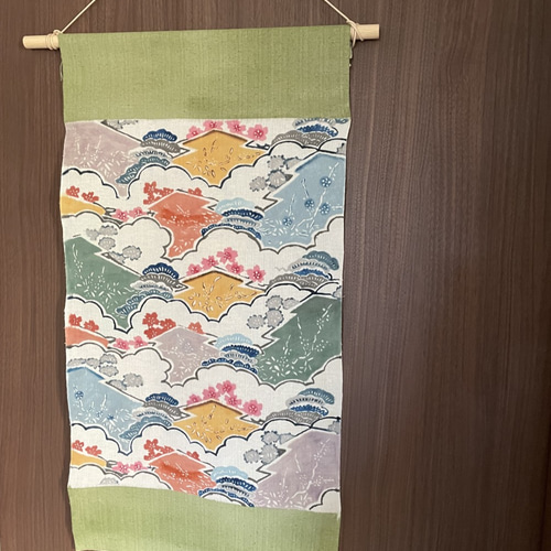 木綿　型絵染め　民芸調 お部屋の模様替え＊タピストリー＊壁掛け＊型染め木綿地＊民芸調一点