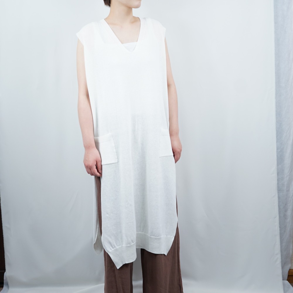 【i.e.わ】【日本製】新作 コットン/リネン ハイゲージノースリーブワンピース 洗いソフト加工 オールシーズン