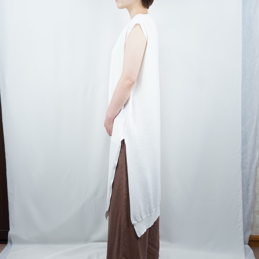 【i.e.わ】【日本製】新作 コットン/リネン ハイゲージノースリーブワンピース 洗いソフト加工 オールシーズン