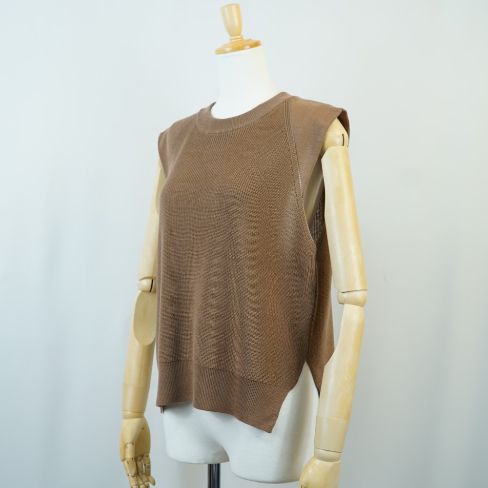 【i.e.わ】【日本製】ハイゲージ畦編みニットベスト 光沢 涼しい きれいめ 6,622円