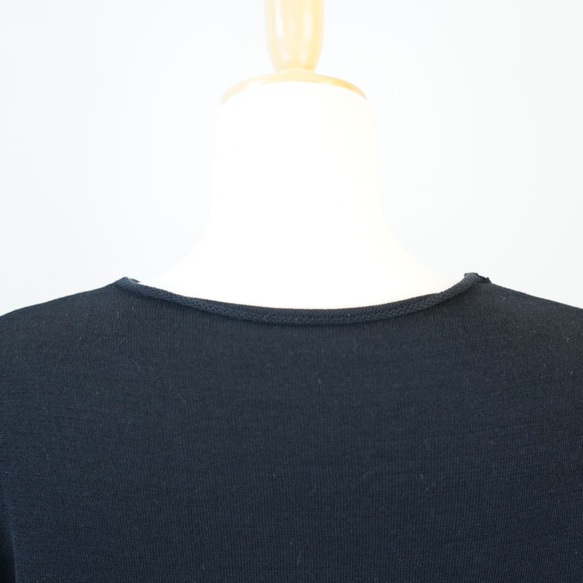 【i.e.わ】【日本製】ハイゲージ天竺編み袖のみ透けるVネック7分袖プルオーバー 10枚目の画像
