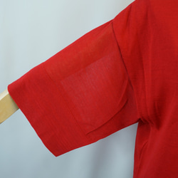 【i.e.わ】【日本製】ハイゲージ天竺編み袖のみ透けるVネック7分袖プルオーバー 3枚目の画像