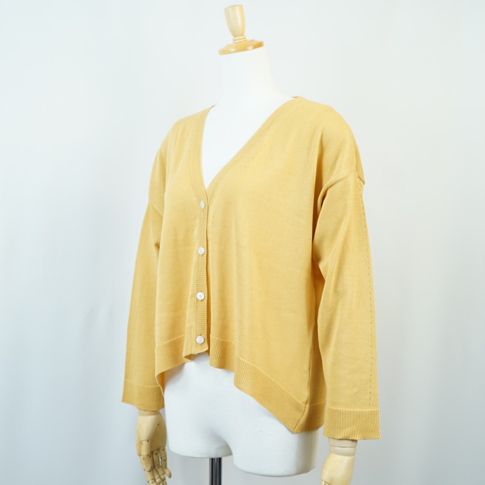 【i.e.わ】【日本製】ハイゲージ天竺編みシアーVネックカーディガン 透け感 夏の羽織ものにピッタリ