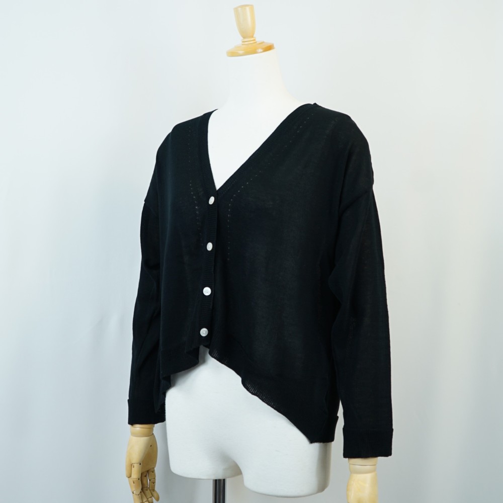 【i.e.わ】【日本製】ハイゲージ天竺編みシアーVネックカーディガン 透け感 夏の羽織ものにピッタリ