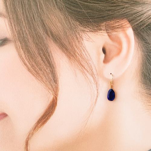 Siesta◆ラピスラズリ×水晶 ダブレットストーンピアス✧14kgf Siesta◇ラピスラズリ×水晶 ダブレットストーンピアス✧14kgf