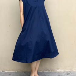 【SOLD】コットンワンピース／baju-c-navy/紺 2枚目の画像