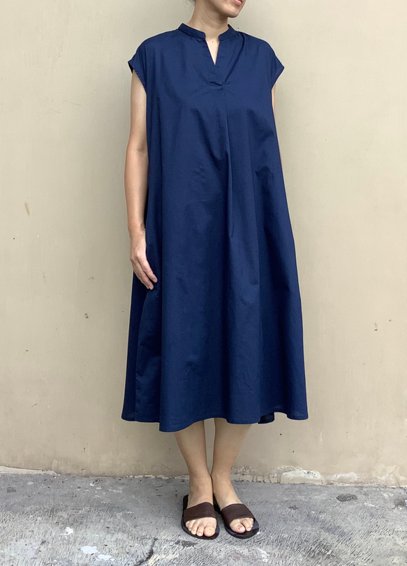 【SOLD】コットンワンピース／baju-c-navy/紺 3枚目の画像