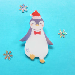 一点物　ペンギンのクリスマスブローチ 1枚目の画像