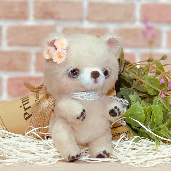 花が好きなくまちゃん ぬいぐるみ テディベア 作家様