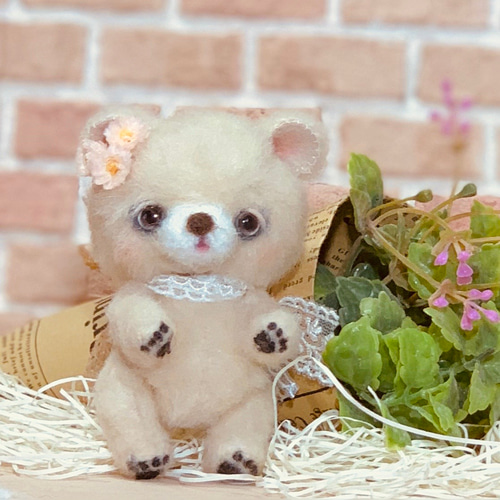 くまちゃん 可愛い 真丸 ぷっくり グラスアイ レースリボン