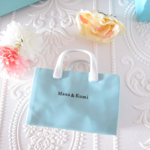 大人気!【名入れ】ウェディングに！ティファニーブルーのバッグ型小物