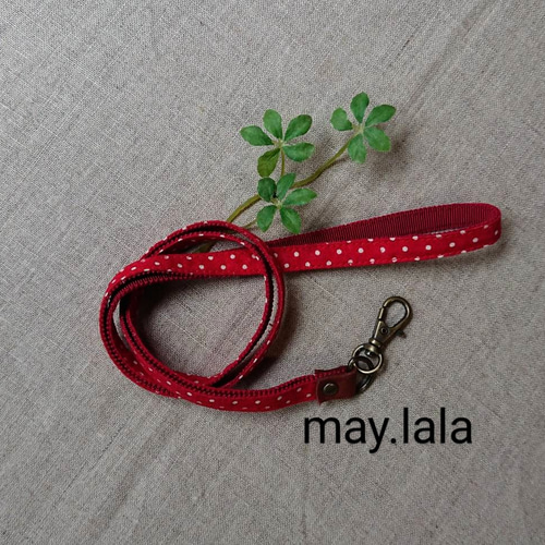 ドット柄のネックストラップ♪ 赤 ネックストラップ may.lala