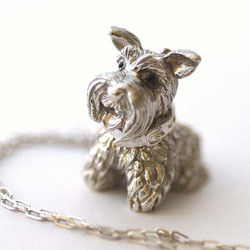 Sitting Schnauzer Charm Pendant 3 [免運費] Tongue Pero Silver Schna 第1張的照片