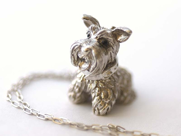 Sitting Schnauzer Charm Pendant 3 [免運費] Tongue Pero Silver Schna 第1張的照片