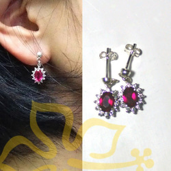 Synthetic spinel pierce earrings 5枚目の画像