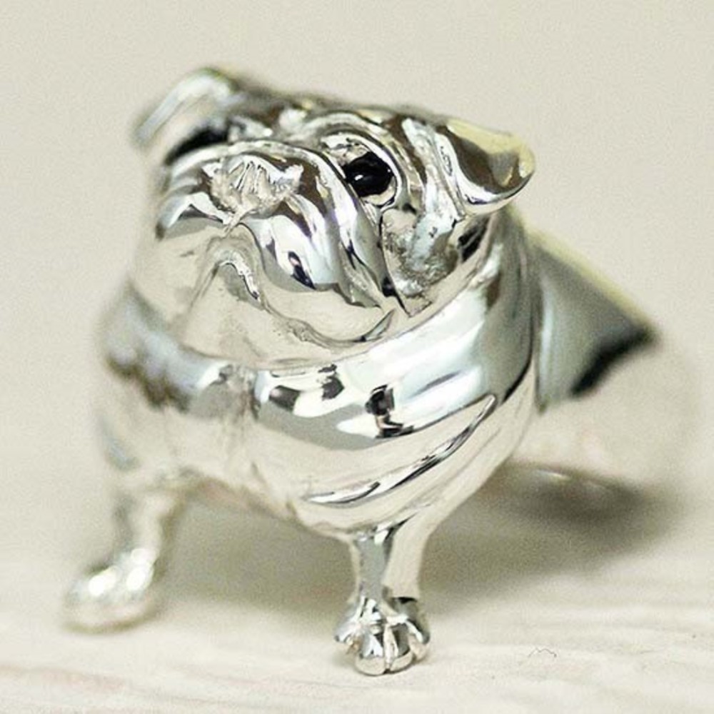 見上げるパグリング【送料無料】もの言いたげに見上げるたぷたぷ感を際立たせたパグの指輪です