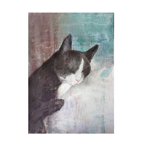 Karin Hosono | 「arakawa-みちみちる-」 S30 油彩 #猫 #猫の絵