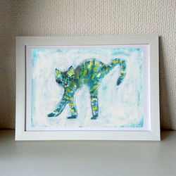 猫の絵画 絵画風猫 A4サイズ イラスト 絵画 額入り - メルカリ