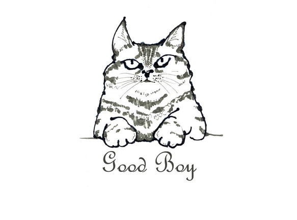 猫のイラストポスター　Good Boy. 2枚目の画像