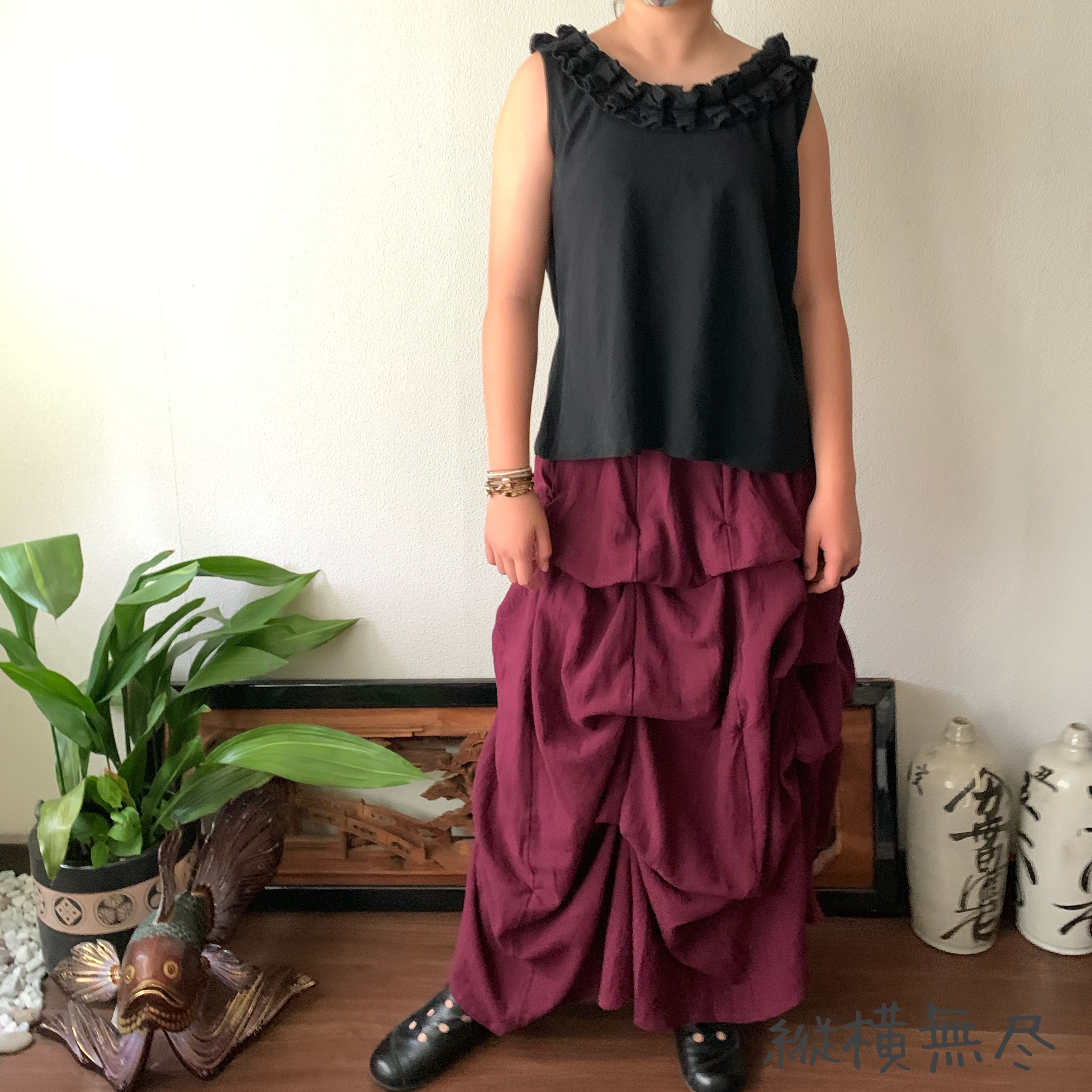 遊び方は無限　27個の隠しリボンでデザイン自由なゴージャスタックスカート　紫