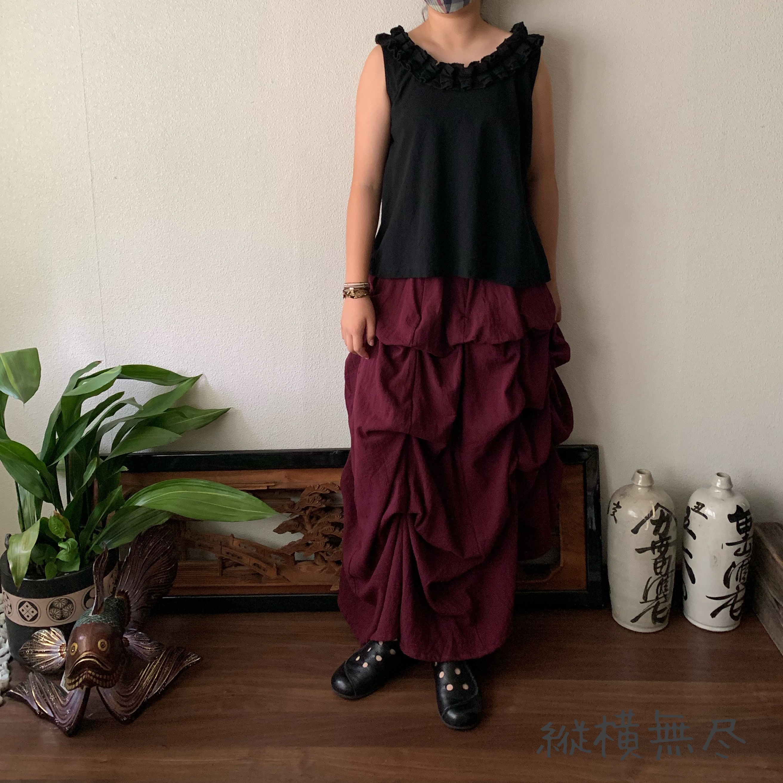 遊び方は無限　27個の隠しリボンでデザイン自由なゴージャスタックスカート　紫