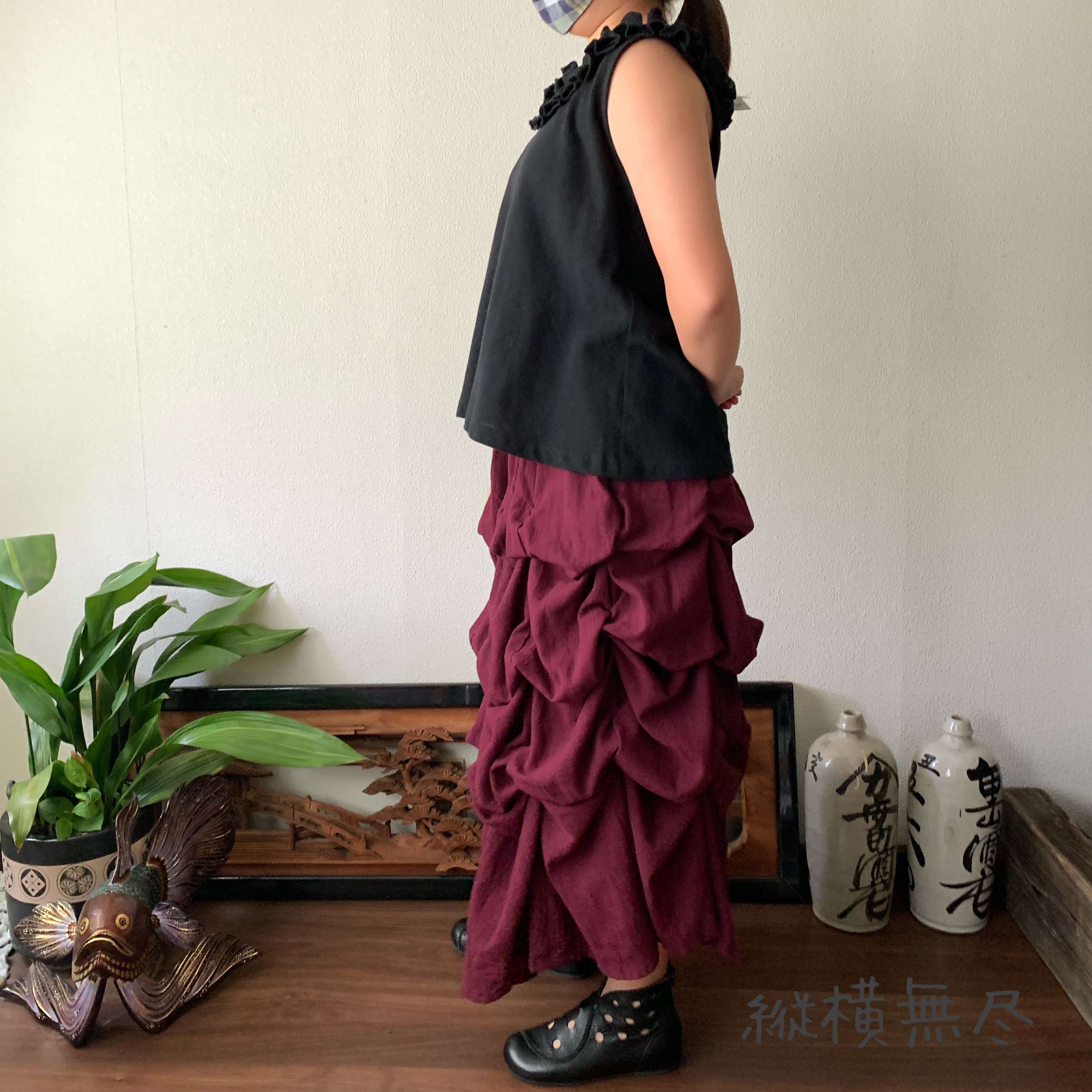 遊び方は無限　27個の隠しリボンでデザイン自由なゴージャスタックスカート　紫