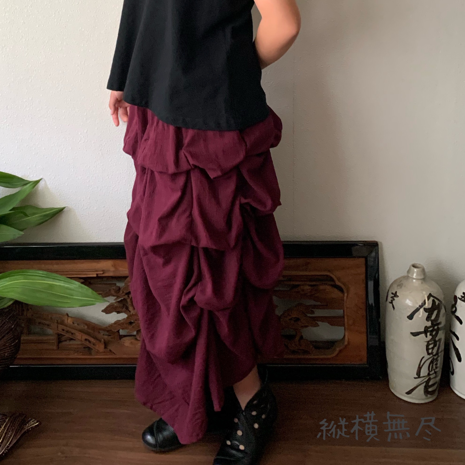 遊び方は無限　27個の隠しリボンでデザイン自由なゴージャスタックスカート　紫