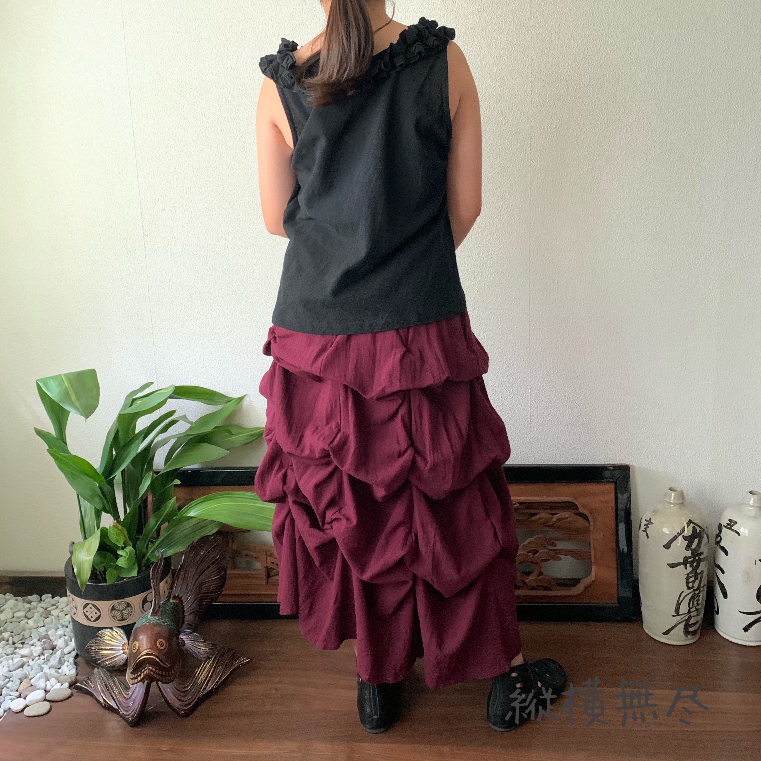 遊び方は無限　27個の隠しリボンでデザイン自由なゴージャスタックスカート　紫