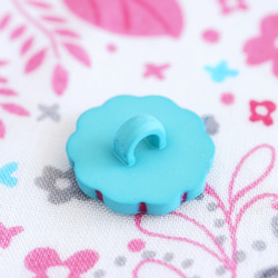 ターコイズブルーのお花のボタン15mm　フランス製　3個 3枚目の画像