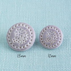 12mm プロバンス陶器のようなボタン　3個  パープルグレー　フランス製 5枚目の画像