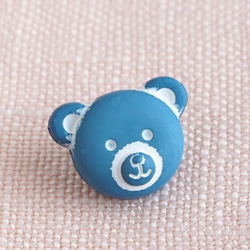 (3個) 12mm くまちゃんのボタン ブルー　フランス製　＊　クマ、入園、ベビー、子ども服 1枚目の画像