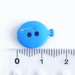 (3個) 15mm メガネの魚のボタン　ブルー　フランス製 ＊ 青 眼鏡 3枚目の画像