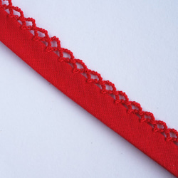 (1m) ピコットバイアステープ　赤　スペイン製 ＊ 縁編み 4枚目の画像