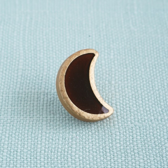 (2個) 15mm　月のボタン　ブラック×ゴールド　フランス製 1枚目の画像