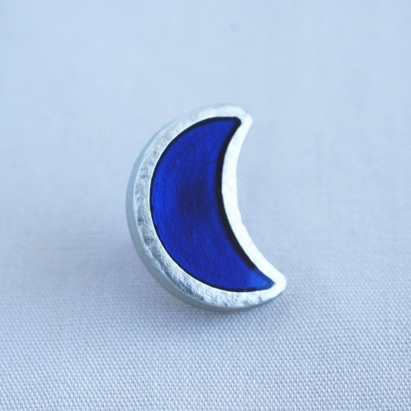 15mm　月のボタン　ブルー×シルバー (2個)　フランス製 5枚目の画像