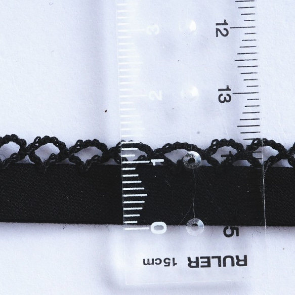 (1m) ピコットバイアステープ　黒　スペイン製 ＊ 縁編み 7枚目の画像