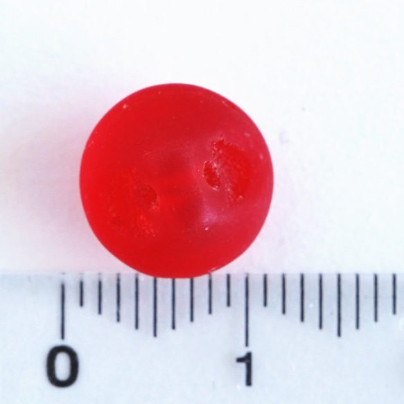 (3個) 10mm ヴィンテージガラスボタン チェコ製 赤 フロスト チェコガラス 4枚目の画像