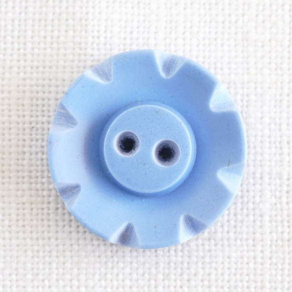 (2個) 18mm ヴィンテージボタン ブルー  イギリス製 プラスチック 4枚目の画像